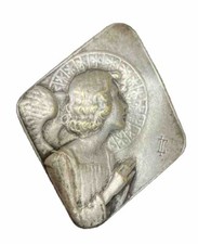 Épinglette Pin’s métal argenté Ange en Prière signé T.L. 