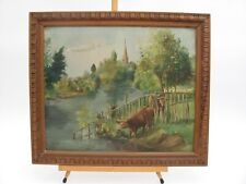 Huile sur toile, vaches au pré, Maurice Godin