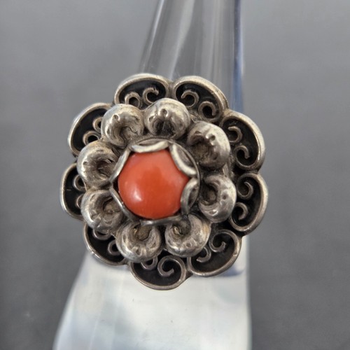 Bague fleurs vintage argent - bague,