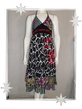 F - Robe D'Eté Dos Nu Noire Blanche Imprimée  Lulu H Taille S