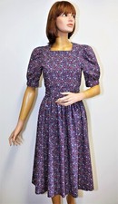 LAURA ASHLEY Vintage 80s Prairie Fruit Pattern Dress Cottagecore 12UK 10US