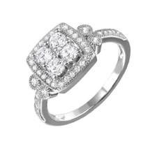 Bague Femme Halo Carré En