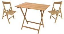 Ensemble Table Avec 2 Chaises Bois Pliant Pic Nic Camping CM 60x80 H 75 580D