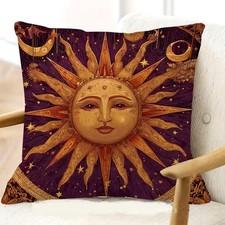 Housse de coussin DESIGN CELESTE LUNAIRE ET SOLAIRE ANCIEN 45cm Astre Astrologie