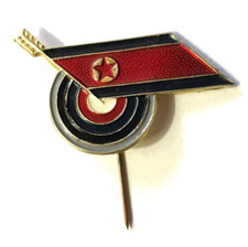 ARCHERY and Flag of KOREA Sport Rare Pin Back Lapel!