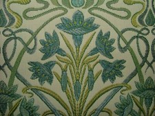 10 Mètres Art Nouveau Prusse Bleu Épais Jacquard Rideau Tapisserie Tissu