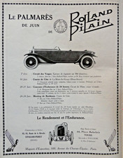 PUBLICITÉ DE PRESSE 1925 AUTOMOBILE ROLLAND PILAIN LE PALMARES DE JUIN