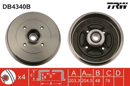 Tambour frein trw db4340b - de,