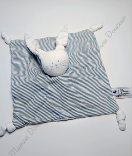Doudou carré lapin - lapin, bleu