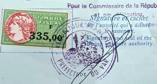 Timbre fiscal 335 francs - timbre,
