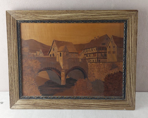 Ancien tableau marqueterie - tableau, en