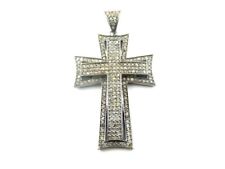 Pendentif Croix En Diamant Pave, Pendentif God "JÉSUS" En Argent Sterling 925