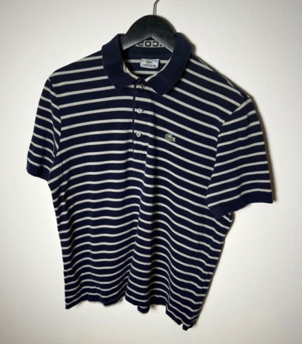 Polo lacoste rayé bleu marine - lacoste,
