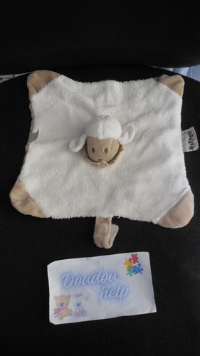 Doudou plat mouton blanc beige