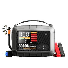 Booster Batterie Voiture 8000A 12V & Compresseur d'Air Gonfleur Pneus Puissant