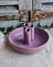 ANCIEN VASE POTERIE SOLIFLORE EN GRES DE LA VALLEE NOIRE DE VERNEUIL VIOLET ROSE
