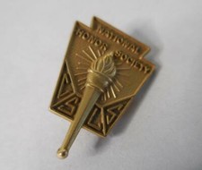 National Honor Society Vintage Lapel/Hat/Tie Pin Gold Tone, Torch, CSLS