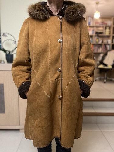 Manteau peau lainée capuche - manteau,