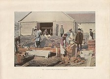 GRAVURE PAR GILLOT XIX GROUPE DE MACONS AUX ENVIRONS DE MOSCOU FORMAT 21 x 28.5