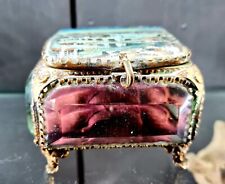 Coffret Boite Bijoux Verre Biseauté Laiton doré Napoléon III 