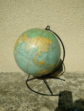 Gros Globe Terrestre Mappemonde GIRARD & BARRERE Année 60 vintage 40cm 
