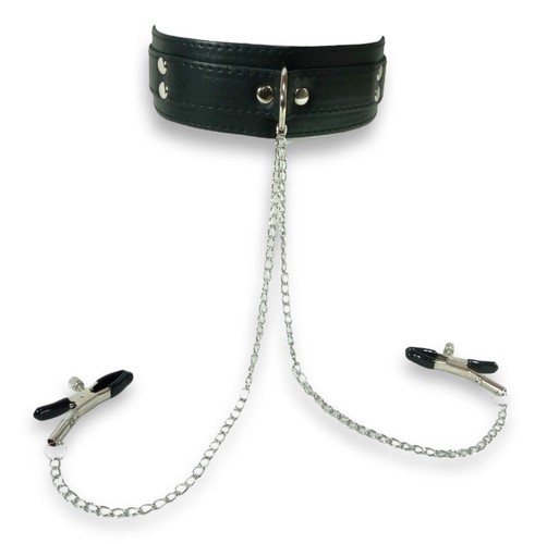 Collier bdsm avec pinces - avec,