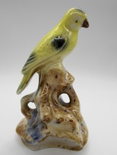 17,5 Cm MAGNIFIQUE FIGURINE OISEAU " PERRUCHE " EN CÉRAMIQUE ÉMAILLÉE