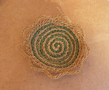 Coupe vide poches rond en osier raphia paille sisal tressée vintage corbeille