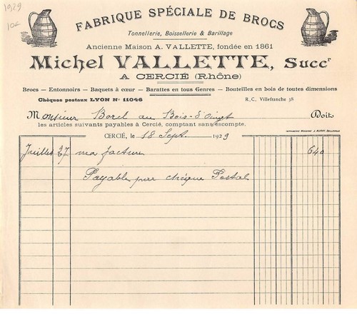 Facture.AM20515.Cercié.1929.M