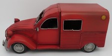 RARE JOUET TOLE CITROEN 2CV FOURGONNETTE ROUGE conduite à droite 30/13,50/12,50