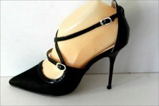 SAN MARINA Escarpins Cuir Noir Doublées Cuir Talons Aiguilles T 36 TBE
