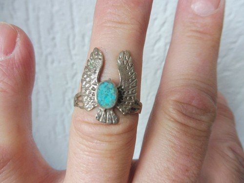 Beau vieux anneau aigle argent - anneau,