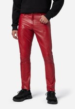 Jeans en cuir rouge véritable