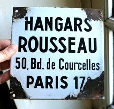 PLAQUE Métal Adresse HANGARS ROUSSEAU 50Bd Courcelles 17e PARIS Décoration