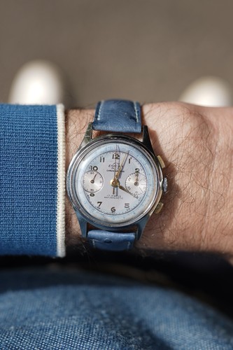 1950s enicar chronograph - 1950s, (blue