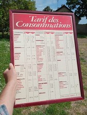 authentique TABLEAU tarif des consommations, collection café bar bistrot, 2005