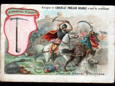 IMAGE CHROMO CHOCOLAT POULAIN / ARME Marteau de GUERRE Charles MARTEL à POITIERS