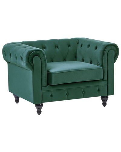 Fauteuil velours vert - en,