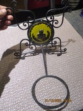 Porte Pot de Fleur mural en Fer Forgé Médaille à la Fleur en Terre Cuite