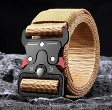 Ceinture Tactique, chasse, pêche et nature - Beige /TAN -boucle rouge -Livr. gra