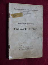 livret : notice sur l' entretien  automobile FN  chassis  3800