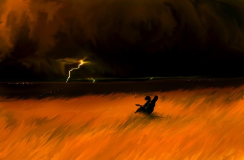 Sad musician guitar storm - guitar,