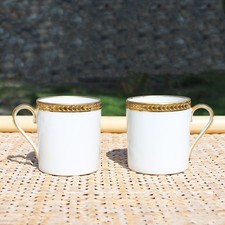 Paire de tasses à café / Ancienne Fabrique Royale de Limoges blanc & doré