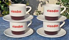4 Jolies tasses à café anciennes publicitaires VIANDOX avec leurs sous-tasses