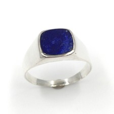 Bague en argent 925 bague carrée sceau lapis-lazuli bijou homme massif RW 71