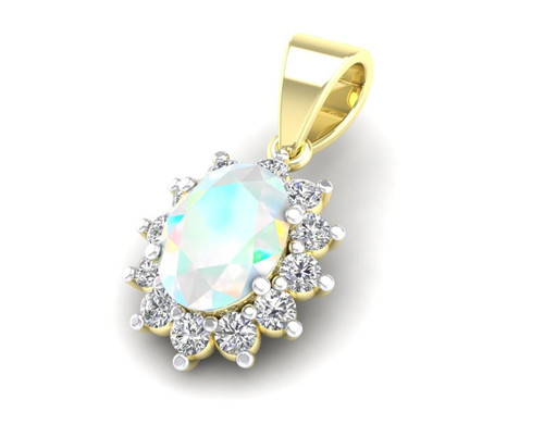 Pendentif ovale opale - , en