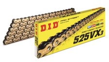 Chaine transmission moto DID 525 VX3 Or noir 114 maillons