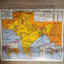 carte scolaire ancienne Recto/Verso  Inde Librairie Hatier - Peyre 57