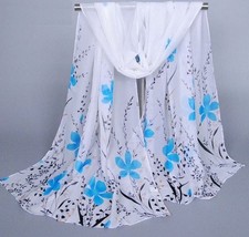 Foulard Blanc Imprimé Fleurs