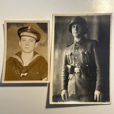 Allemagne Kriegsmarine Jeunesses Dusseldorf Lot 2 Photos Feldgrau Casque Bonnet